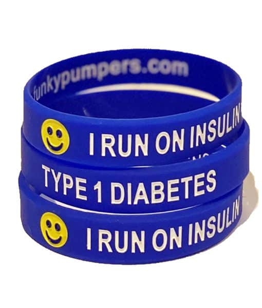 I Run on Insulin Kids Wristband Blue