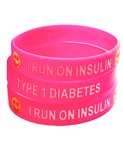 I Run on Insulin Kids Wristband Pink