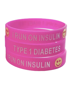 I Run on Insulin Kids Wristband Deep Pink