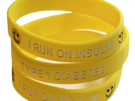 I Run on Insulin Kids Wristband Yellow