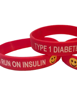 I Run on Insulin Kids Wristband Red