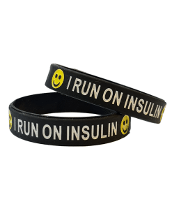 I Run on Insulin Kids Wristband Black
